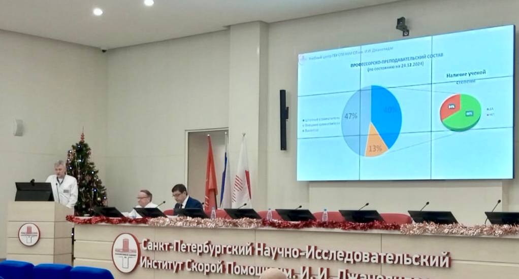 26 декабря прошло заключительное в 2024 году заседание Ученого совета НИИ скорой помощи им. И.И. Джанелидзе